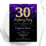 Convites Aniversário de 30 anos Dourada roxa<br><div class="desc">convite de festas aniversário de 30 anos. Design púrpura elegante com ouro brilhante. Apresenta na moda diamante, luzes e fontes de script. Convidado para mulheres ou homens no dia. Perfeito para uma festa de aniversário adulta na moda. Personalize com seus próprios detalhes. Envie-me uma mensagem se precisar de mais personalização....</div>