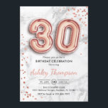 Convites aniversário de 30 anos - Efeito Marble dos Balões<br><div class="desc">convite de festas aniversário de 30 anos. Design elegante em ouro falso brilhante rosa com efeito de mármore cinza. O cartão de convite apresenta o número dourado 30 balões e a fonte do script. Perfeito para uma comemoração de na moda. Envie-me uma mensagem se precisar de idade personalizada.</div>