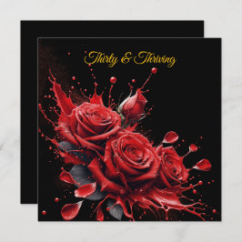 Convites Aniversário de 30 anos Elegante - Rosas em Bloom