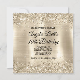 Convites Aniversário de 30 anos em Glittery Champagne Doura
