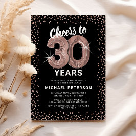 Convites Aniversário de 30 anos em Rose Gold