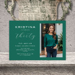 Convites Aniversário de 30 anos Emerald Verde Minimalista S<br><div class="desc">Junte-se a nós para uma comemoração vibrante enquanto marcamos um fabuloso aniversário de 30 anos! Este convite especial capta a alegria e entusiasmo de entrar em uma nova década com um elegante histórico verde esmeralda. Perfeito para uma mulher notável entrando em seus trinta anos, este convite é uma forma ideal...</div>