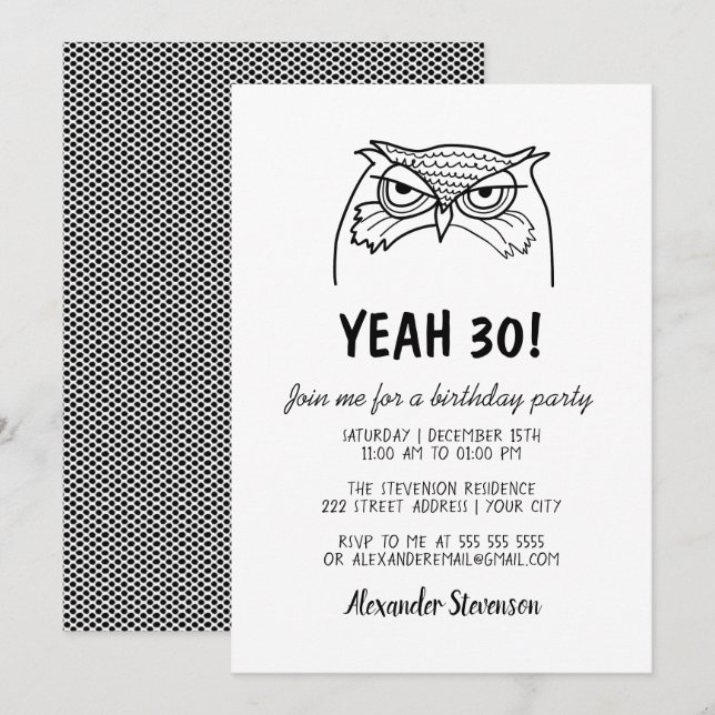 Convites Aniversário de 30 anos engraçado para homem (Frente/Verso)
