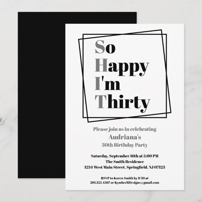 Convites aniversário de 30 anos Engraçado Tão feliz que ten (Frente/Verso)