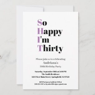 Convites aniversário de 30 anos Engraçado Tão feliz que ten