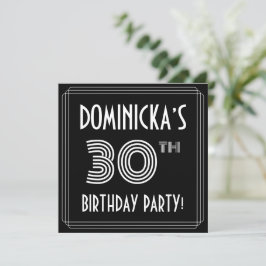 Convites aniversário de 30 anos: Estilo de Deco de Arte com