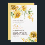 Convites Aniversário de 30 anos Floral Amarelo<br><div class="desc">Flores amarelas bonitas,  giras e femininas amarelas aquarelas e folhas verdes são convites de festas de aniversário de 30 anos personalizados para mulheres. Você pode mudar o texto deste cartão para uma festa de aniversário em qualquer idade que esteja comemorando.</div>