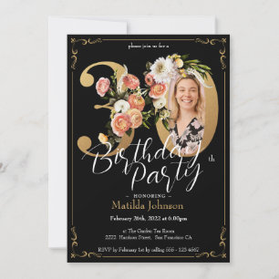 Convites Aniversário de 30 anos Floral Dourado Boho
