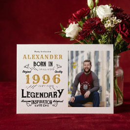 Convites Aniversário de 30 anos Foto Branco e Dourado Lenda