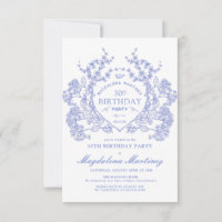 aniversário de 30 anos French Vintage Blue Floral