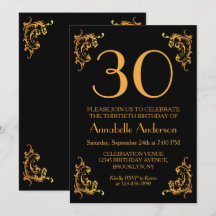 aniversário de 30 anos Glam Moderno, Dourado, Retr