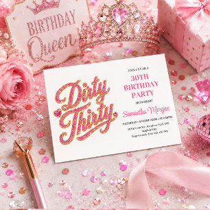 Convites Aniversário de 30 anos Glitter Ouro Rosa Sujo