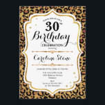 Convites aniversário de 30 anos - Impressão Leopardo Dourad<br><div class="desc">Convite para aniversário de 30 anos. Design elegante em ouro branco e brilhante. Apresenta a impressão de animais leopardo cheetah,  fonte de script e rosas. Perfeito para uma bolsa mensageifesta de aniversario elegante. Pode ser personalizado em qualquer ano! Envie-me uma mensagem se precisar de mais personalização.</div>