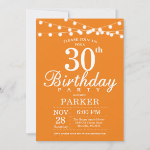 Convites aniversário de 30 anos Invitation Orange