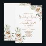 Convites Aniversário de 30 anos Jantar Floral Branco Natal<br><div class="desc">Convite para festa de aniversário de 30 anos Jantar Floral Branco Natal de Inverno perfeito para convite de outono ou outono</div>