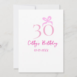 Convites ANIVERSÁRIO DE 30 ANOS laço rosa PASTEL DESENHADO 