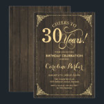 Convites aniversário de 30 anos - Madeira russa Dourada<br><div class="desc">Convite para aniversário de 30 anos. Design de colheita rústica elegante com padrão de madeira marrom escura e ouro falso. Apresenta a fonte do script. Até 30 anos! Pode ser personalizado em qualquer idade! Envie-me uma mensagem se precisar de mais personalização.</div>