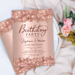 Convites Aniversário de 30 anos Metálico Elegante Dourado G<br><div class="desc">Os modernos e elegantes rosa de ouro metálico e aniversário de 30 anos de brilho. Esta design de cartão feminino adulta apresenta um roteiro de caligrafia manuscrito de na moda,  cor-de-rosa-pincel ou ouro-rosa com fundo metálico escovado com quadro de brilho. Fácil de personalizar,  perfeito para qualquer idade.</div>
