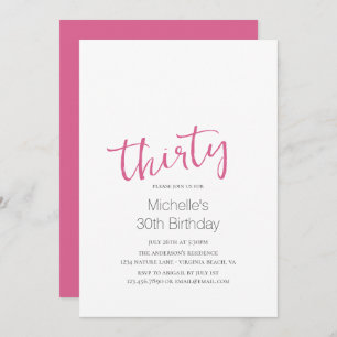 Convites Aniversário de 30 anos minimalista moderno de tend