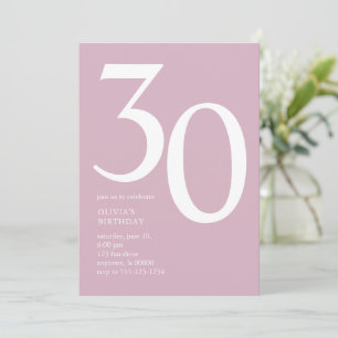 Convites Aniversário de 30 anos mínimo moderno rosa