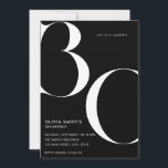 Convites Aniversário de 30 anos Mínimo Negro Moderno<br><div class="desc">Convite para aniversário de 30 anos de chic preto minimalista</div>