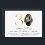 Convites aniversário de 30 anos Modern Dourada foto elegant<br><div class="desc">aniversário de 30 anos Moderno,  Dourada foto elegante,  na moda,  convidando design.</div>