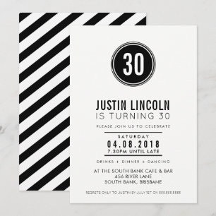 Convites ANIVERSÁRIO DE 30 ANOS MODERNA FONTE INVITE preto