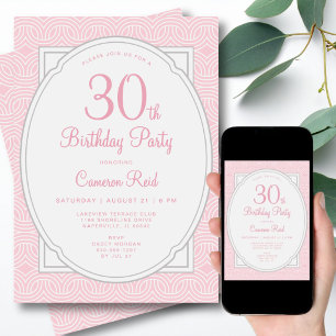 Convites Aniversário de 30 anos Moderno Chique Feminino Ele