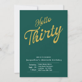 Convites Aniversário de 30 anos Moderno Dourado Verde 30