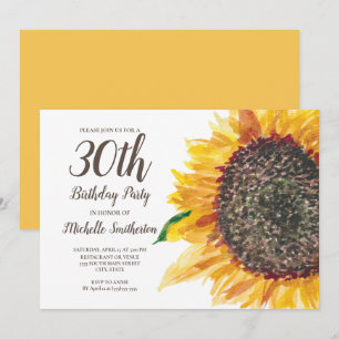 Convites Aniversário de 30 anos Mulheres Amarelo Marrom Gir