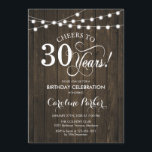 Convites aniversário de 30 anos - Padrão Rústico De Madeira<br><div class="desc">Aniversário de 30 anos Rustic Invitation simples design com padrão de madeira marrom escura e luzes de fadas. Apresenta a fonte do script. Até 30 anos! Pode ser personalizado em qualquer idade! Envie-me uma mensagem se precisar de mais personalização.</div>