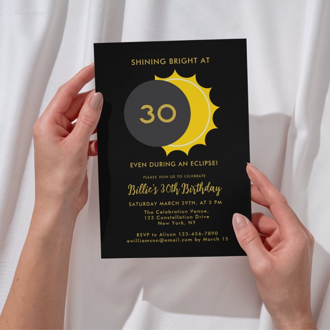 Convites aniversário de 30 anos | Partido Eclipse Solar Par (Add details to personalize your event.)
