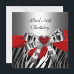 Convites aniversário de 30 anos Partido Silver Red Black Ze<br><div class="desc">Festa de aniversário de 30 anos Silver Red Black Zebra convida convites para todas as idades</div>