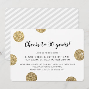 Convites ANIVERSÁRIO DE 30 ANOS PARTITY bolinhas de brilho 