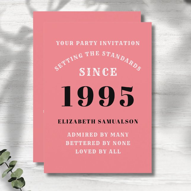Convites Aniversário de 30 anos personalizado adicione seu  (30th birthday personalized pink party invitations)