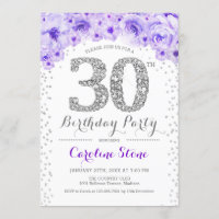 aniversário de 30 anos - Prata branca - Roxo