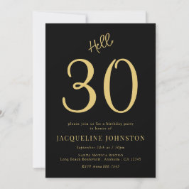 Convites aniversário de 30 anos, preto e Dourado