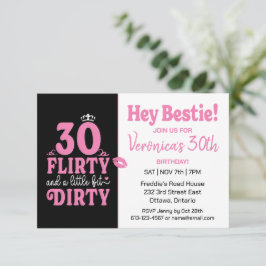 Convites Aniversário de 30 anos preto e rosa