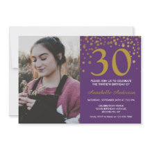 aniversário de 30 anos Purple Dourado Confetti Fot