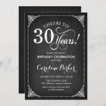 Convites aniversário de 30 anos - Quadro branco<br><div class="desc">aniversário de 30 anos Invitation Elegante vintage design preto e branco com padrão de quadro de quadro. Apresenta a fonte do script. Até 30 anos! Pode ser personalizado em qualquer idade! Envie-me uma mensagem se precisar de mais personalização.</div>