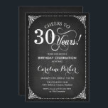Convites aniversário de 30 anos - Quadro branco<br><div class="desc">aniversário de 30 anos Invitation Elegante vintage design preto e branco com padrão de quadro de quadro. Apresenta a fonte do script. Até 30 anos! Pode ser personalizado em qualquer idade! Envie-me uma mensagem se precisar de mais personalização.</div>