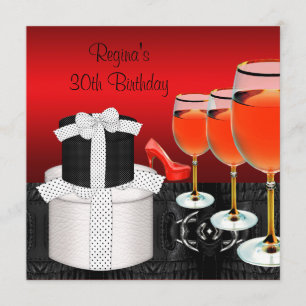 Convites aniversário de 30 anos Red Calçados Hi Heels Vidro