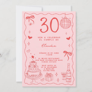 Convites Aniversário de 30 anos Retro Espanhol Excêntrico V