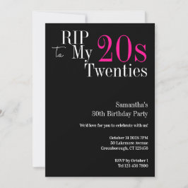 Convites aniversário de 30 anos RIP de 20s Parte Preta e Ro