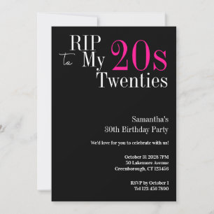 Convites aniversário de 30 anos RIP de 20s Parte Preta e Ro