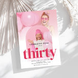 Convites Aniversário de 30 anos Rosa Arch de Fotografia Mod<br><div class="desc">Convite para aniversário de 30 anos cor-de-rosa com arco de fotos moderno</div>