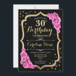 Convites Aniversário de 30 anos Rosa Dourado Preto<br><div class="desc">Convite de festas preto Dourado de aniversário de 30 anos rosa. Design elegante em ouro preto e rosa. Possui fonte de script na moda, rosas cor-de-rosa, ouro brilhante falso e confetti. Perfeito para uma festa de aniversário de vidro. Personalize com seus próprios detalhes. Pode ser personalizado para qualquer idade! Impressos...</div>