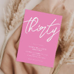 Convites Aniversário de 30 anos Rosa Elegante Moderno<br><div class="desc">Convite de festas aniversário de 30 anos moderno minimalista com design simples com tipografia elegante escrita à mão.</div>