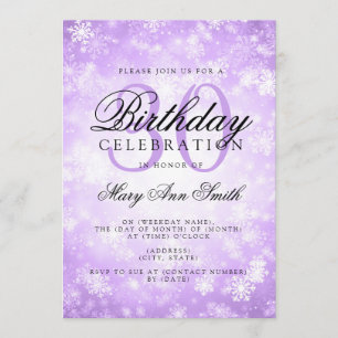 Convites Aniversário de 30 anos Roxo de inverno Elegante