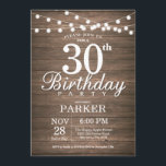 Convites Aniversário de 30 anos Russo Invitation String Lig<br><div class="desc">Convite Rustic aniversário de 30 anos com as luzes de cordas Fundo de madeira. 16º 18º 21rua 30 40º 50º 60º 80 90 100º,  Qualquer idade. Para mais personalização,  clique no botão "Personalizar" e use nossa ferramenta de design para modificar este modelo.</div>